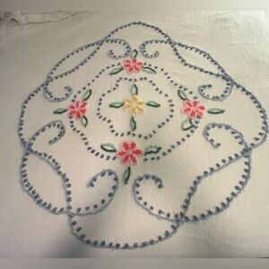 Vintage Chenille Rosettes Floral Bedspread Double